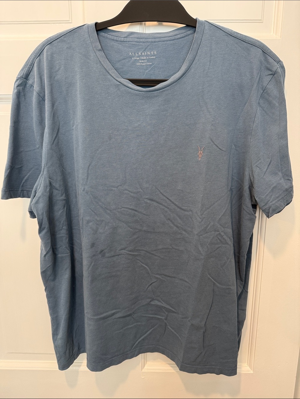 AllSaints Short-Sleeve Crewneck Tee in Dusty Blue